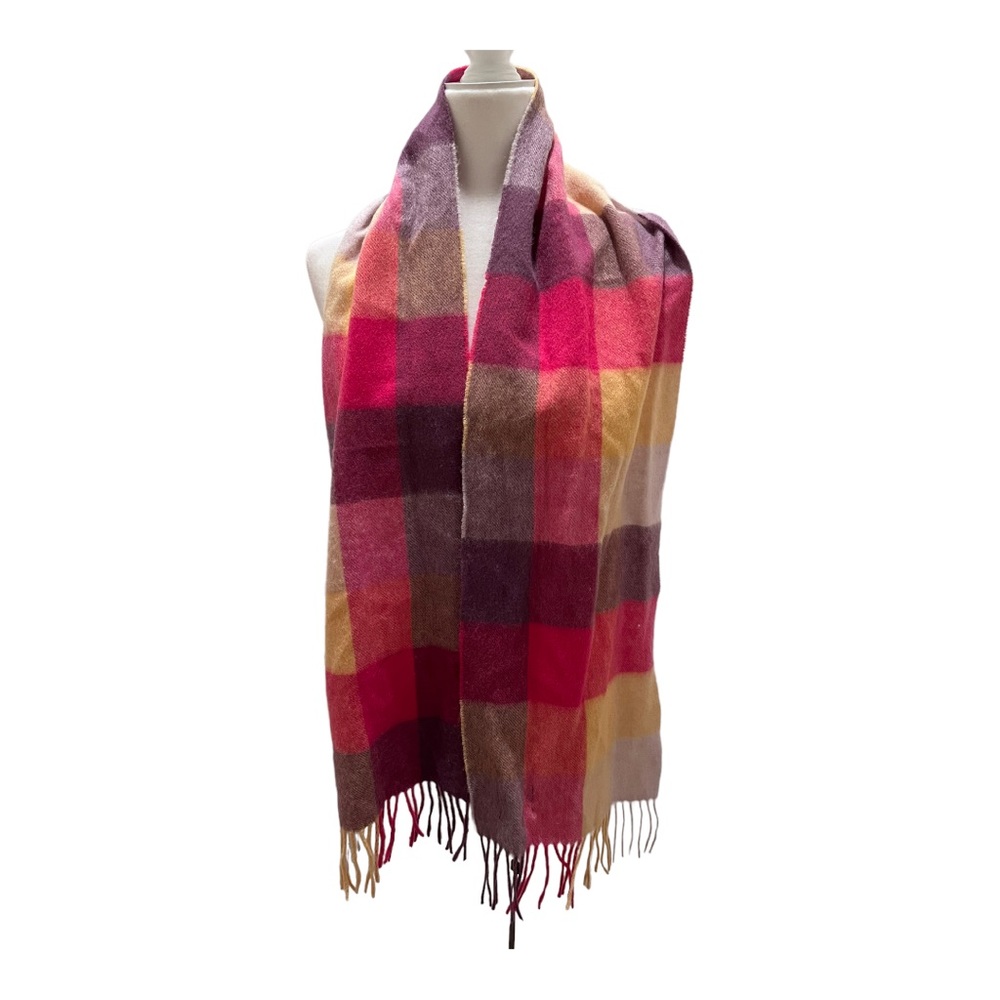 Kiltane Of Scotland Pure Lambswool Purple/Gray Checked Scarf NWT